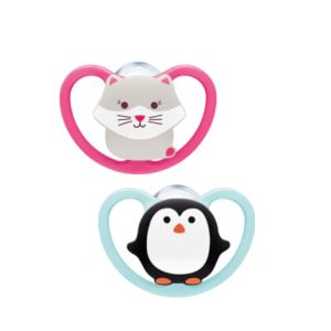 Sucette Space chat pinguin, lot de 2 - 6/18 mois