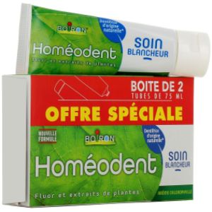 Dentifrice Homéodent Soin Blancheur Chlorophylle 2x 75ml