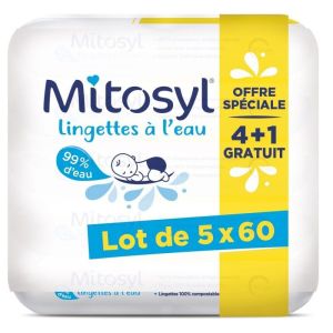 Mitosyl 5 Paquets de 60 lingettes à l'eau