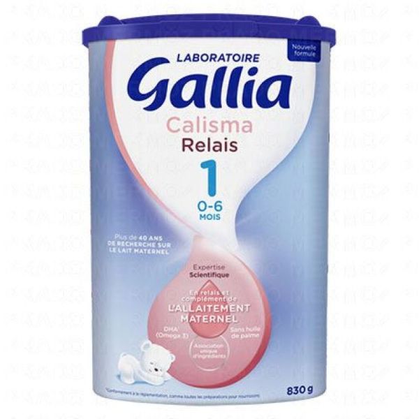 Pack de 6 Gallia Calisma Relais Lait bébé 1er âge 0-6 mois 830g