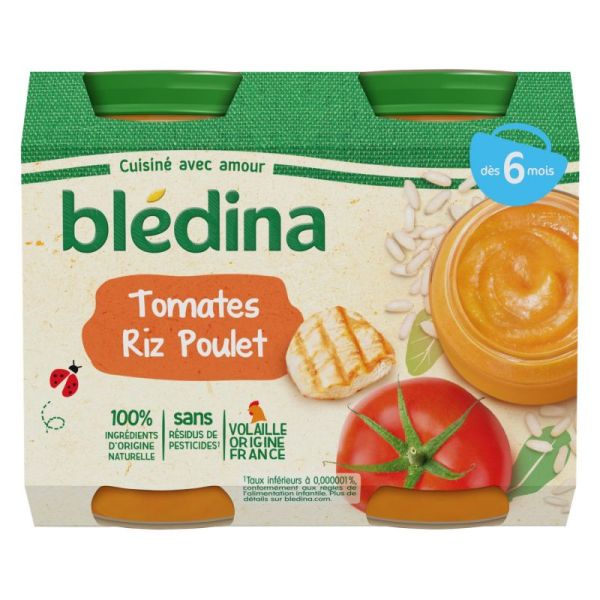 Petits Pots Bebe Des 6 Mois Tomates Riz Poulet 2 X 0g Bledina