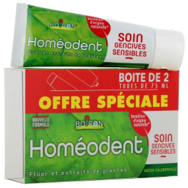 Dentifrice Homéodent Soin Gencives Sensible Chlorophyle 2X75ml