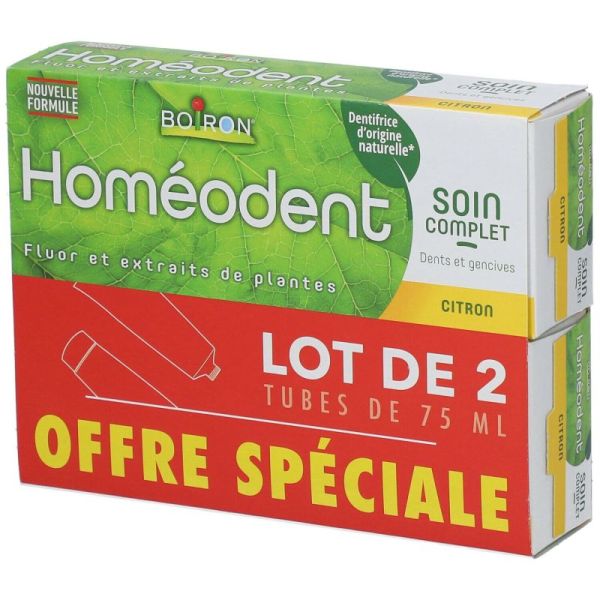 Dentifrice Homéodent Soin complet dents et gencives Citron 2 X 75 ml