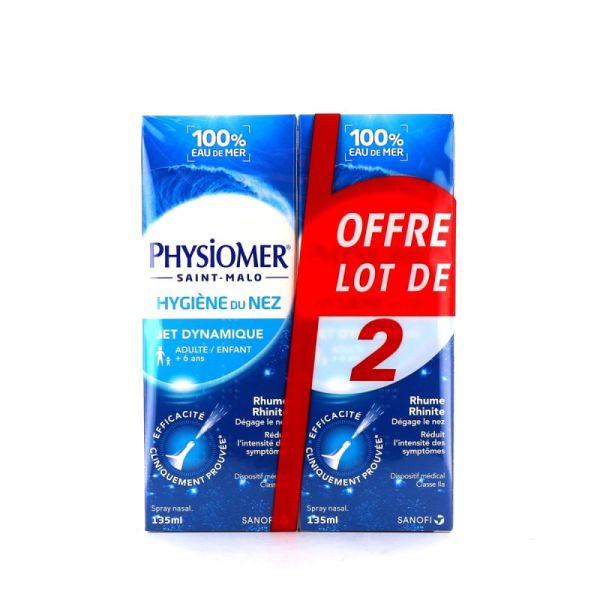 Spray nasal Physiomer Jet dynamique à l'eau de mer 135ml x2