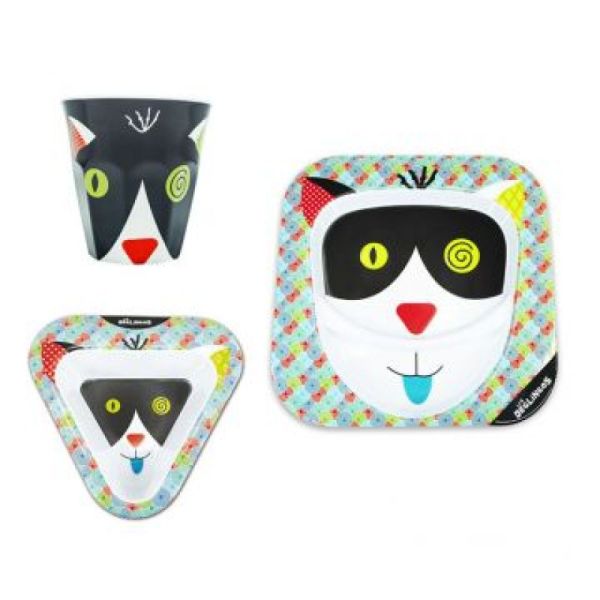 Coffret repas mélamine Charlos le chat