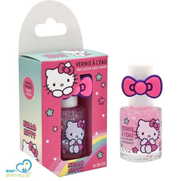 Vernis à ongles à base d'eau rose pailleté Hello Kitty + Avec bague