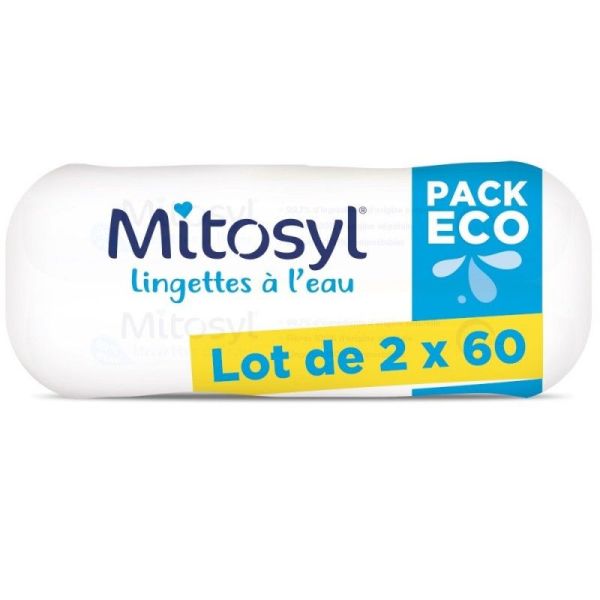 Mitosyl Lingettes à l'eau - 2x60 lingettes