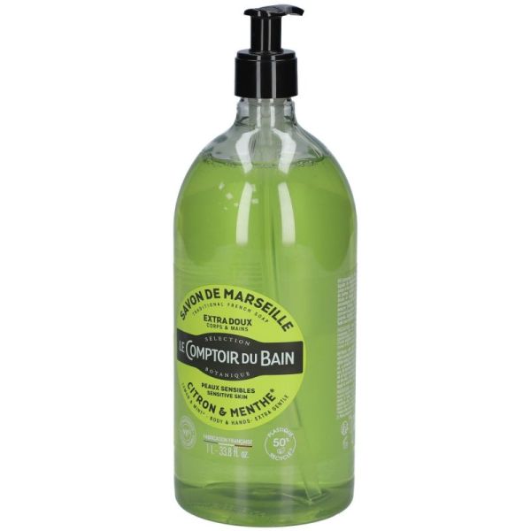 Savon traditionnel de Marseille parfum Citron Menthe 1L