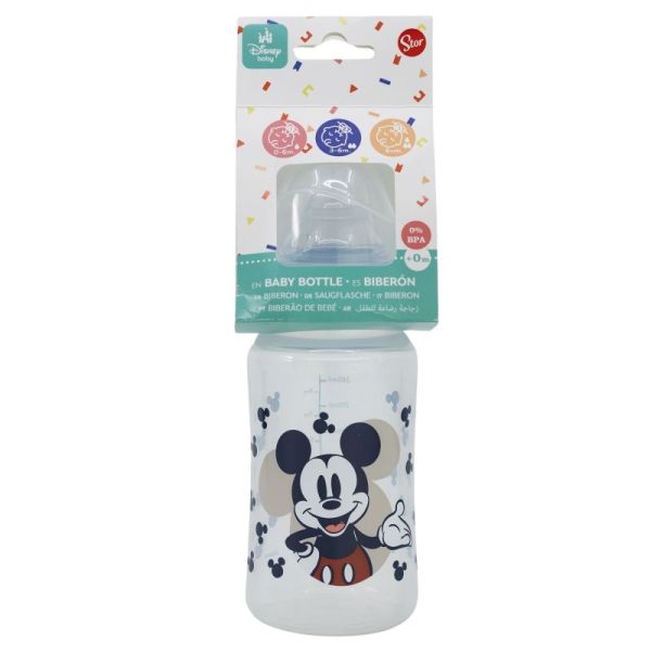 Biberon à col large avec tétine en silicone à 3 positions Mickey 240ml